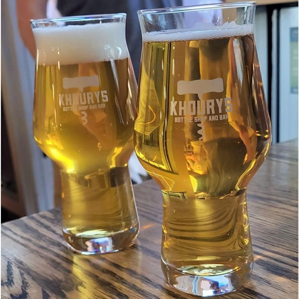 Khourys Bottle Shop Bar Beer Glass 16 Oz 6  1/2 In Tall 2 1/2 In Round 1 Only